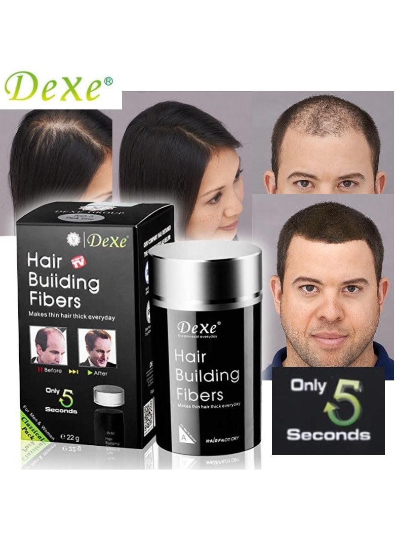 Dexe 2pcs Hair Building Fibers Instantly Conceal Hair Loss Natural Thickening Fibers Fast and Quick Fiber Powder Hair Shadow Powder Hair Root Concealer Black 01  - Image 3