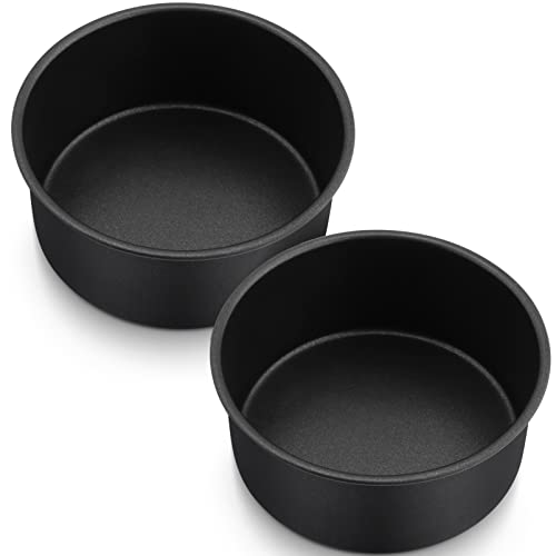 TeamFar Cake Pan, 6’’ x 2.75’’ Coated Birthday Wedding Cake Pan Round Baking Pans, with Stainless Steel Core & Non-stick Coating, Toxic Free, Oven Safe & Anti-melt, Deep Straight Side – Set of 2 - Image 1