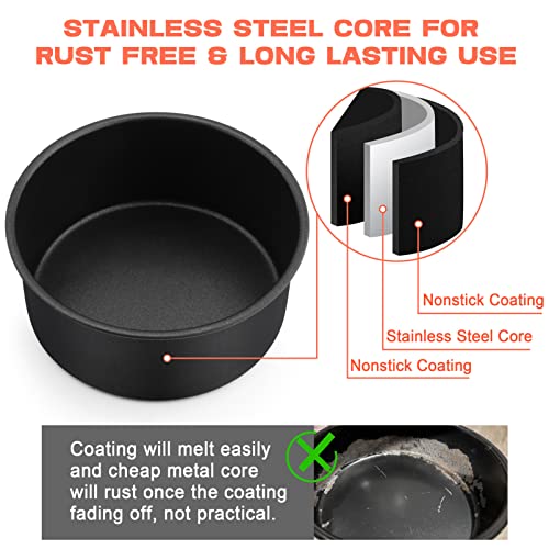 TeamFar Cake Pan, 6’’ x 2.75’’ Coated Birthday Wedding Cake Pan Round Baking Pans, with Stainless Steel Core & Non-stick Coating, Toxic Free, Oven Safe & Anti-melt, Deep Straight Side – Set of 2 - Image 3