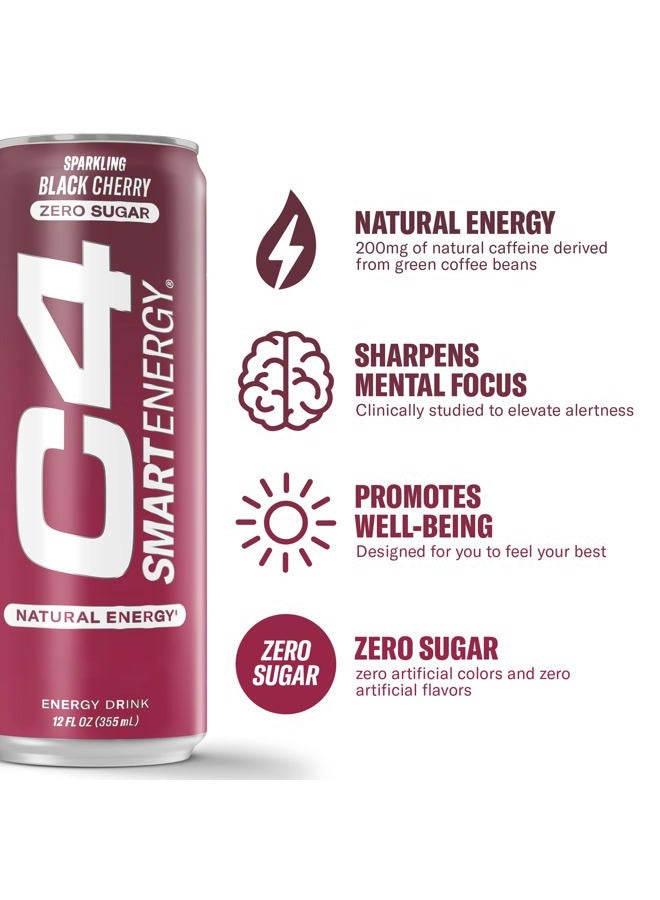 CELLUCOR C4 Smart Energy Drink - Sugar Free Performance Fuel & Nootropic Brain Booster, Coffee Substitute or Alternative | Black Cherry 12 Oz - 12 Pack - Image 2