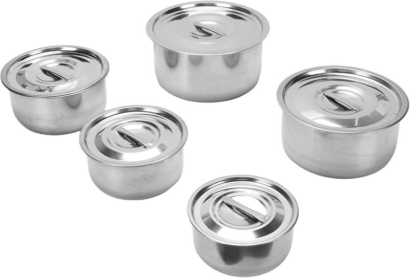 Yosoo 5Pcs Stainless Steel Soup Pot Set, Food Grade Stock Pot with Glass Lid, Dishwasher Safe Cooking for Soup Stew Simmering, Compatible with All Cooktops - Image 2