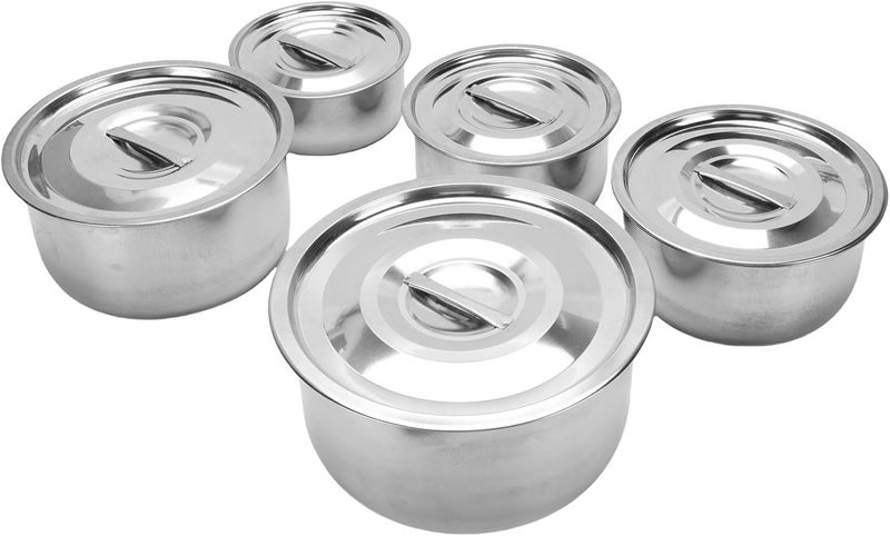 Yosoo 5Pcs Stainless Steel Soup Pot Set, Food Grade Stock Pot with Glass Lid, Dishwasher Safe Cooking for Soup Stew Simmering, Compatible with All Cooktops - Image 3