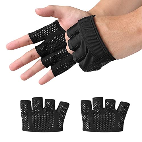 Jocaluyia Fitness Exercise Gloves Silicone Nonslip Four Finger Weightlifting Protection Gloves Men Women Callus Guard Workout Grip Gloves Protect for Power Cross Training Lifting Hanging Cycling Yoga L - Image 1