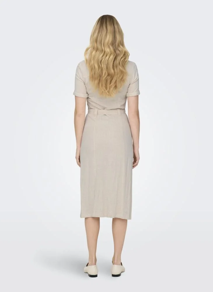 Only  ONLSIESTA Tie Waist Short Sleeve Maxi Shirt Dress for Women | Best Price UAE