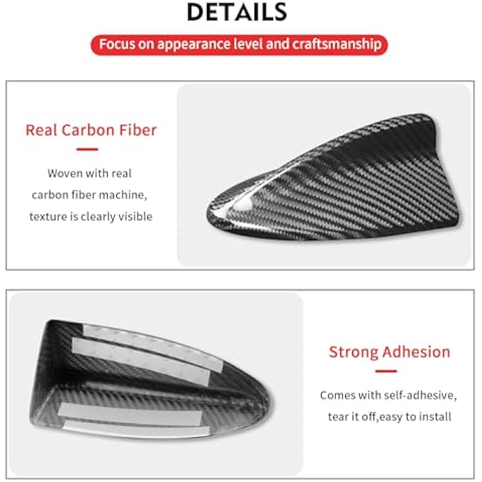rayihni Replacement for Antenna Cover Shark Fin Trim Hood Carbon Fiber Automotive Roof Aerials for BMW X5 E70 2006-2013 X6 E71 E72 2007-2014 X3 F25 F11 F07 GT (Black) - Image 3