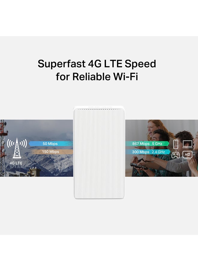 MERCUSYS Cat 4 up to 150 Mbps AC1200 Wireless Dual Band 4G LTE Router, Connect up to 64 Devices, SIM Card Plug and Play, Available WAN Connection, 867 Mbps + 300 Mbps WiFi, External Antennas Ports(MB130-4G) White - Image 5