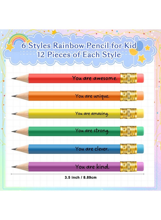 Spakon Spakon 12 Pack Operation Christmas Favors Mini Pencils Bulk Inspirational Golf Pencils Rainbow Short Sharpened Pencils with Eraser for Christmas Shoebox Kid School Office (Multicolor)  - Image 2