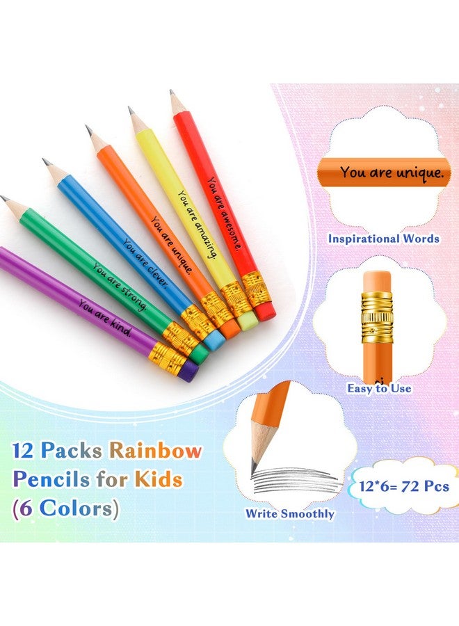 Spakon Spakon 12 Pack Operation Christmas Favors Mini Pencils Bulk Inspirational Golf Pencils Rainbow Short Sharpened Pencils with Eraser for Christmas Shoebox Kid School Office (Multicolor)  - Image 3