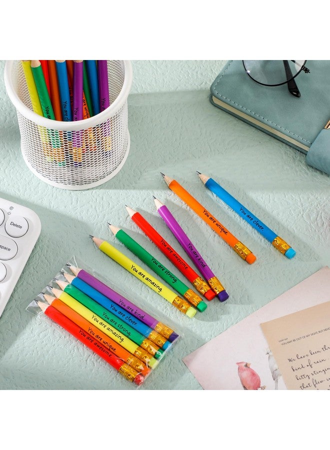 Spakon Spakon 12 Pack Operation Christmas Favors Mini Pencils Bulk Inspirational Golf Pencils Rainbow Short Sharpened Pencils with Eraser for Christmas Shoebox Kid School Office (Multicolor)  - Image 4