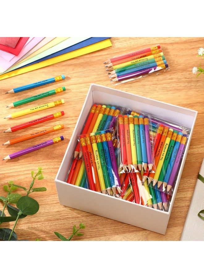 Spakon Spakon 12 Pack Operation Christmas Favors Mini Pencils Bulk Inspirational Golf Pencils Rainbow Short Sharpened Pencils with Eraser for Christmas Shoebox Kid School Office (Multicolor)  - Image 5