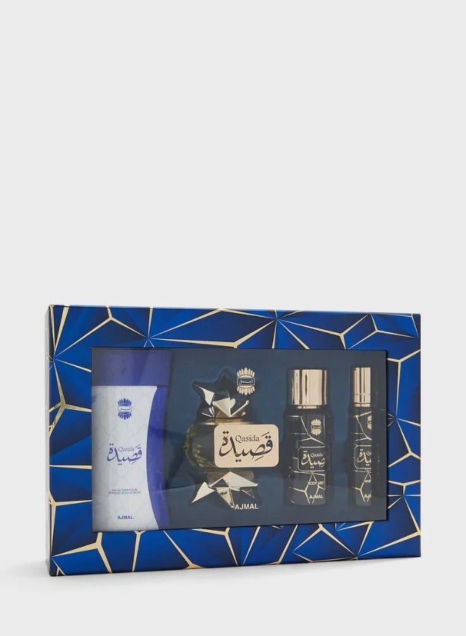 Ajmal Qasida Gift Set Includes Hair Mist Body Mist Talc Pow