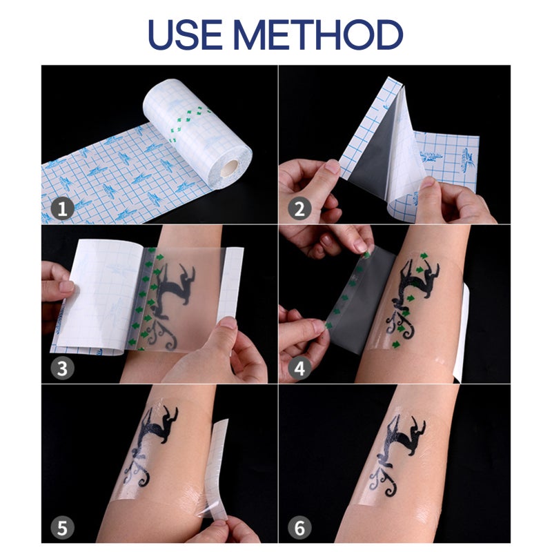 Tattoo Repair Film 1 Roll Thin Adhesive Breathable Waterproof Tattoo Repair Stick - Elastic Stretchable Tattoo Repair Stick for Post-Tattoo Recovery, Full Body Use - Image 2