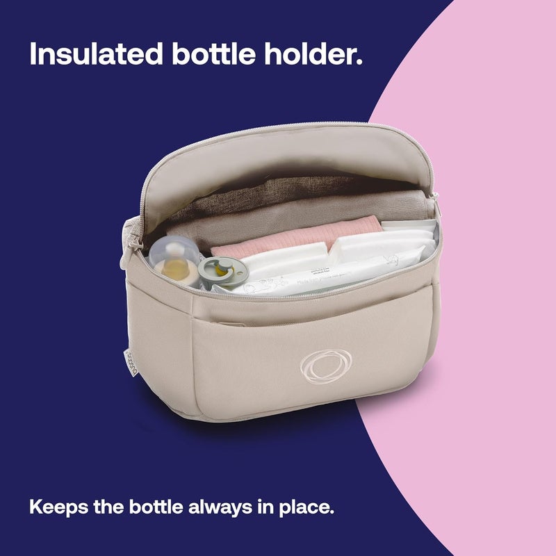 Bugaboo حقيبة حفاضات متعددة الجيوب بحجم مدمج من بوجابو قابلة للتوافق مع أي عربة أطفال تتصل بمقود العربة بلون صحراوي رملي - Image 5