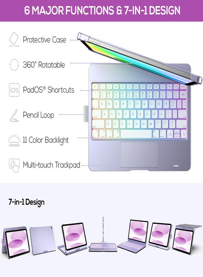 typecase جراب Typecase Touch لجهاز iPad من الجيل العاشر مع لوحة مفاتيح (10.9 بوصة، 2022)، لوحة لمس متعددة اللمس، إضاءة خلفية بعشرة ألوان، قابل للدوران 360 درجة، نحيف وخفيف الوزن لجهاز Apple iPad من الجيل العاشر 10.9 بوصة - Image 4