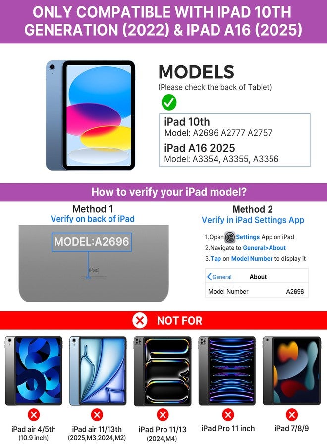 typecase جراب Typecase Touch لجهاز iPad من الجيل العاشر مع لوحة مفاتيح (10.9 بوصة، 2022)، لوحة لمس متعددة اللمس، إضاءة خلفية بعشرة ألوان، قابل للدوران 360 درجة، نحيف وخفيف الوزن لجهاز Apple iPad من الجيل العاشر 10.9 بوصة - Image 2