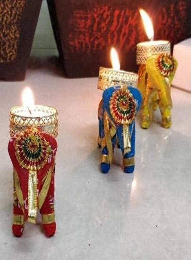 Pride Store Plastic, Cotton, Paper Elephant Tealight Candle Holder 3.5 Hour Burning Time (Pack of 5) - Image 2