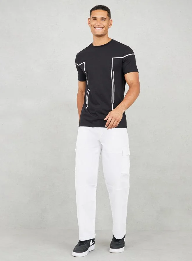 Styli Contrast Placement Print Regular Fit T-shirt