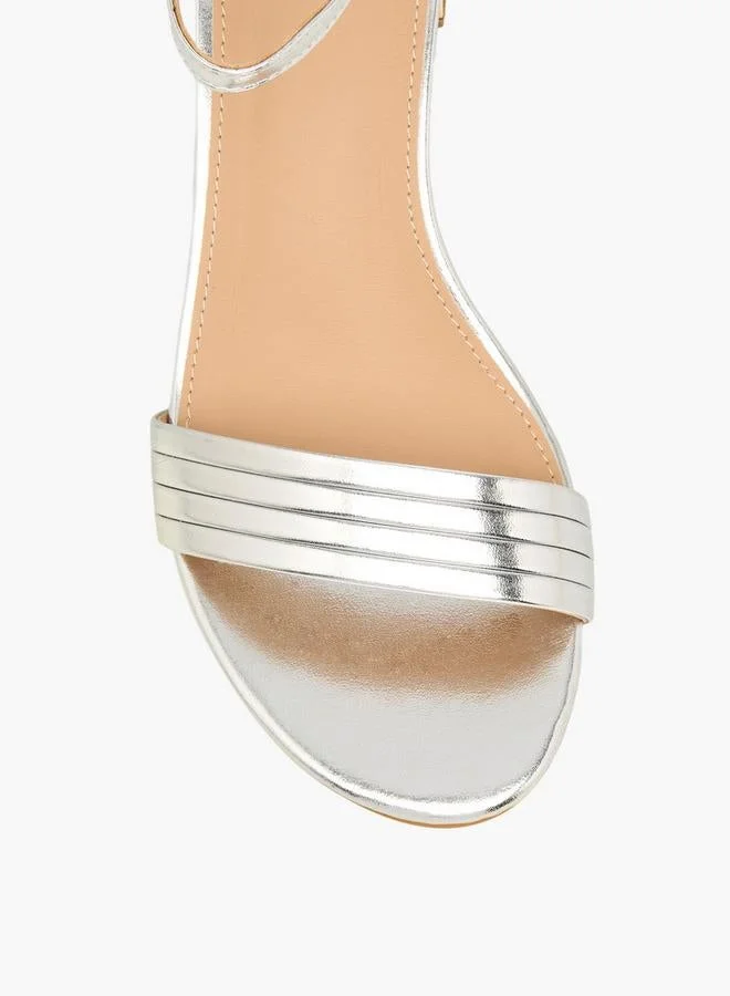 Flora Bella By Shoexpress SILVER Women Ankle Strap Block Heels Ramadan Collections for Women | Best Price UAE
