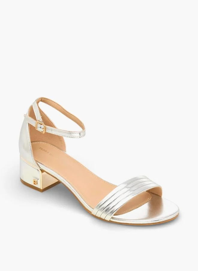 Flora Bella By Shoexpress SILVER Women Ankle Strap Block Heels Ramadan Collections for Women | Best Price UAE