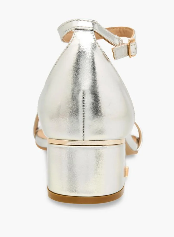 Flora Bella By Shoexpress SILVER Women Ankle Strap Block Heels Ramadan Collections for Women | Best Price UAE