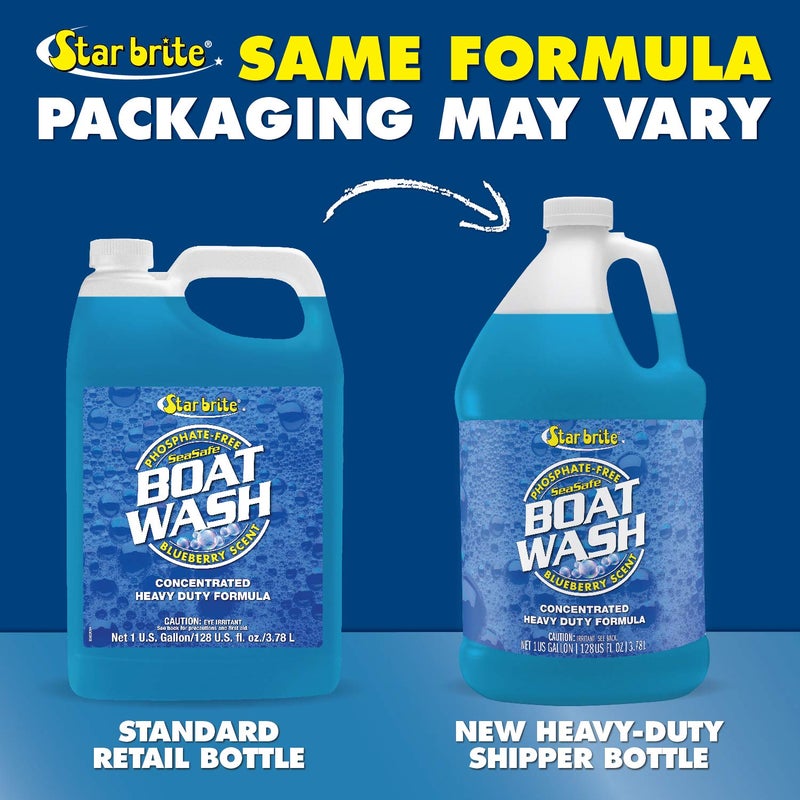 Star Brite غسيل قوارب ستار برايت المركز - تركيبة قوية وغير مائلة للخطوط لأسطح القوارب، السطح، الكروم والتجهيزات - رائحة التوت الأزرق الطازج - 128 أونصة غالون (080400) - Image 5
