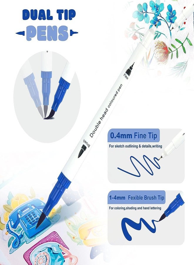 Qatalitic Set of 12 Dual Tip Brush Marker Pens, Brush Tip with Fine Liner 0.4 mm and Markers Pen with 1-2 mm Tip, Double Ended Painting Pen, Used for Drawing, Sketching - Image 3
