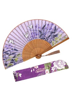 KASTWAVE Small Folding Hand Fan for Women Chinese Japanese Vintage Bamboo Silk Fans for Dance, Performance, Decoration, Wedding, Party, Gift  - Image 1