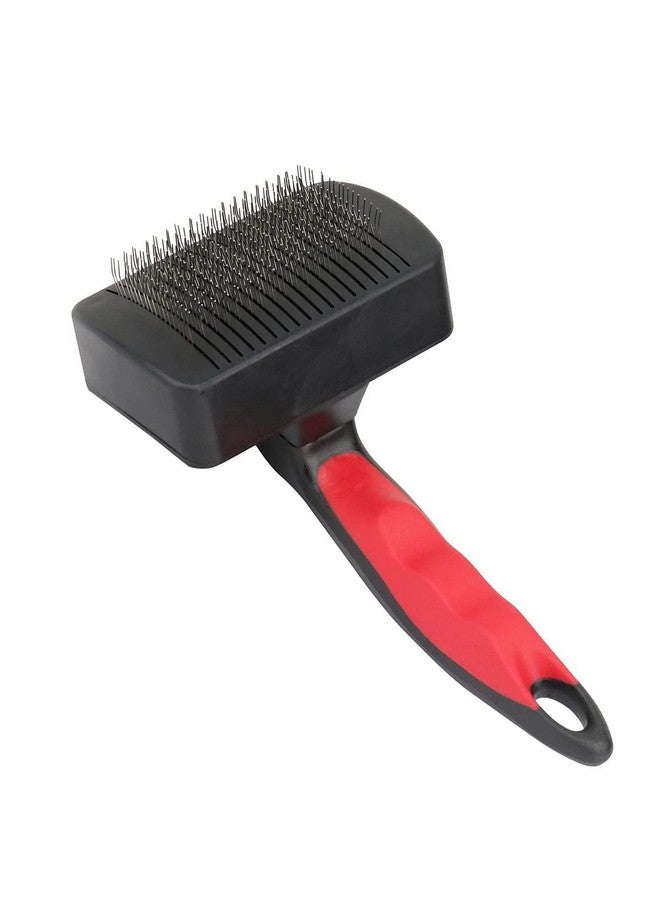 Pet Auto Slicker Self Cleaning Hair Brush Shedding Long & Short Haired Dogs | Grooming Kit Brush For Large Dogs And Cats - Red & Black - Image 1