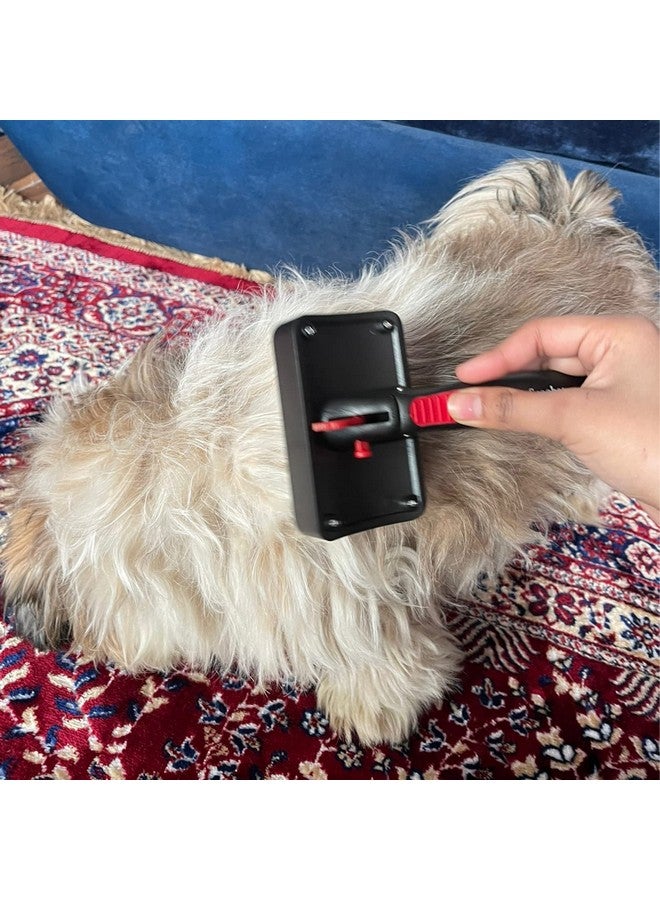 Pet Auto Slicker Self Cleaning Hair Brush Shedding Long & Short Haired Dogs | Grooming Kit Brush For Large Dogs And Cats - Red & Black - Image 3