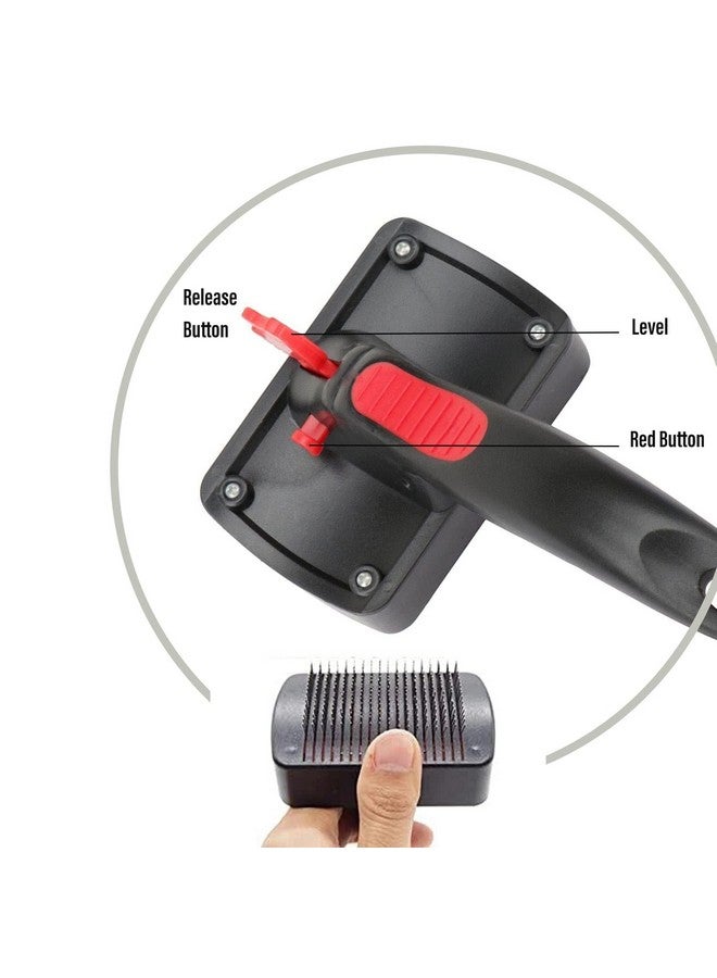 Pet Auto Slicker Self Cleaning Hair Brush Shedding Long & Short Haired Dogs | Grooming Kit Brush For Large Dogs And Cats - Red & Black - Image 5