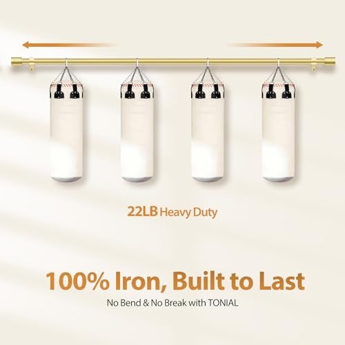 TONIAL Curtain Rods 2 pack, Telescoping Splicing 3/4 Drapery Rod 32 to 86 Inch(2.6 to 7.2 ft), Decorative Single Curtain Rods for Windows with Modern Cap Finial, Antique Gold - Image 5