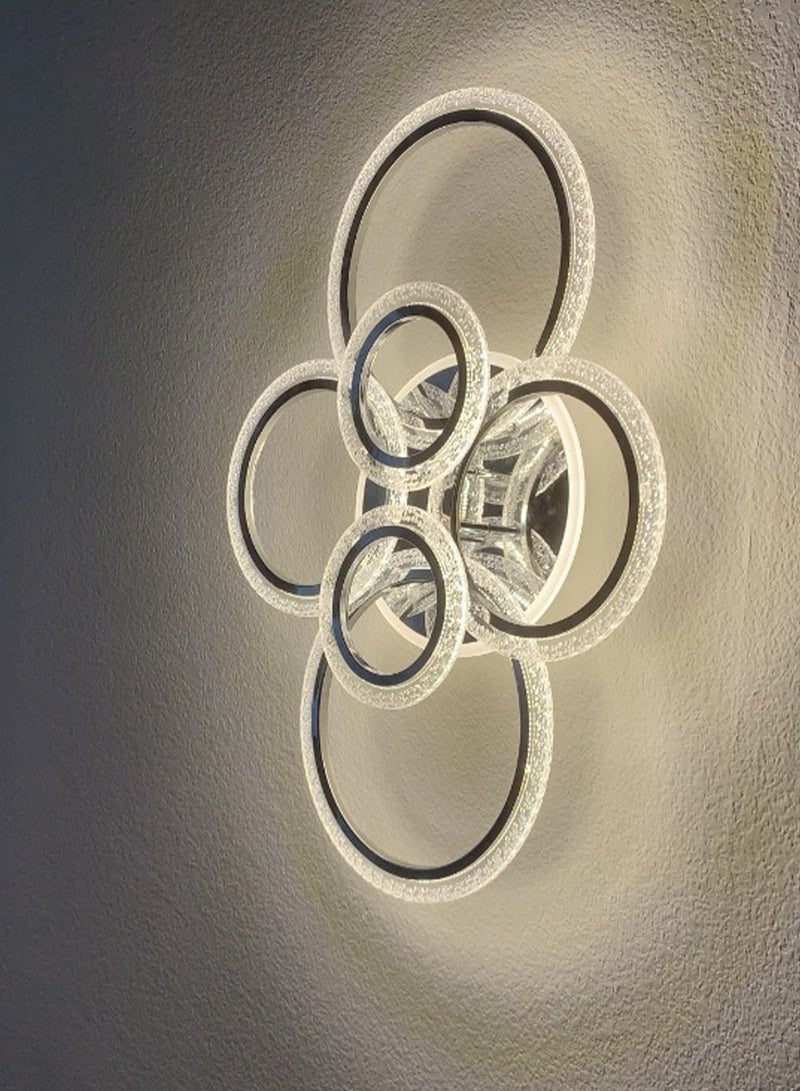 Haikomin LED Flush Mount Ceiling Light Dimmable Modern LED Ceiling Lamp Fixture with Remote Control 4+2 Rings Ceiling Lighting 76W Acrylic Chandelier for Bedroom/Kitchen/Dining Living Room - Image 4