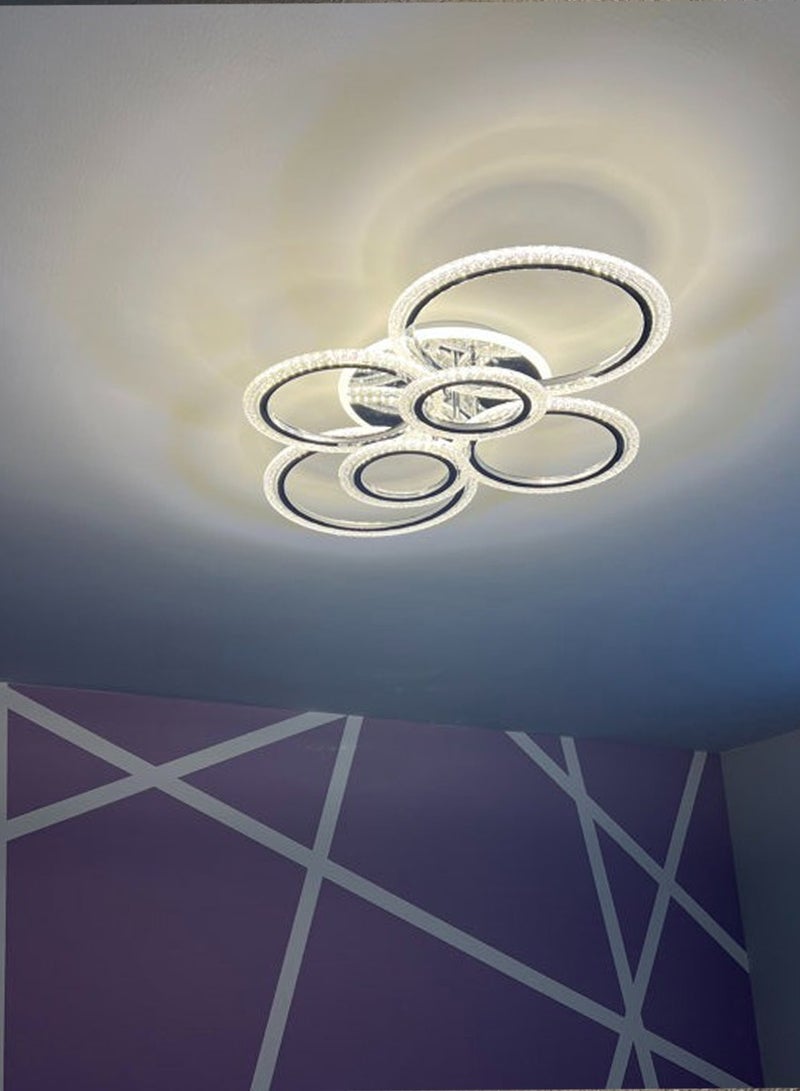 Haikomin LED Flush Mount Ceiling Light Dimmable Modern LED Ceiling Lamp Fixture with Remote Control 4+2 Rings Ceiling Lighting 76W Acrylic Chandelier for Bedroom/Kitchen/Dining Living Room - Image 5