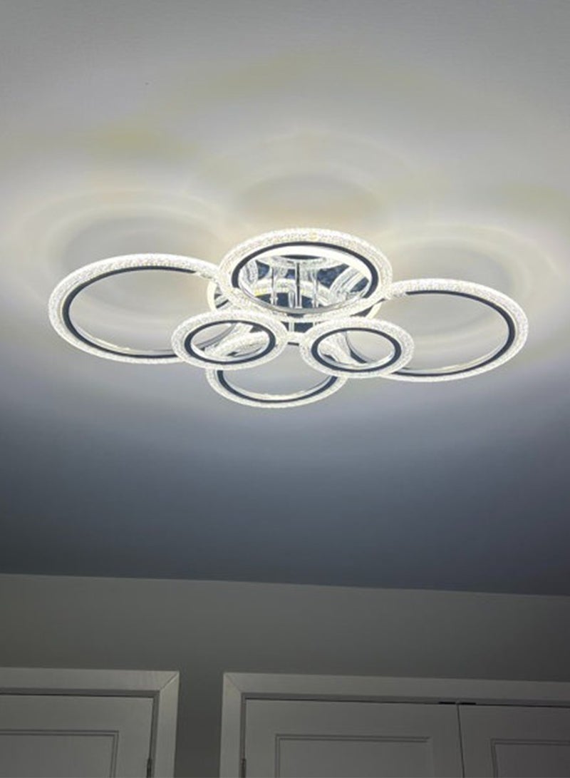 Haikomin LED Flush Mount Ceiling Light Dimmable Modern LED Ceiling Lamp Fixture with Remote Control 4+2 Rings Ceiling Lighting 76W Acrylic Chandelier for Bedroom/Kitchen/Dining Living Room - Image 3