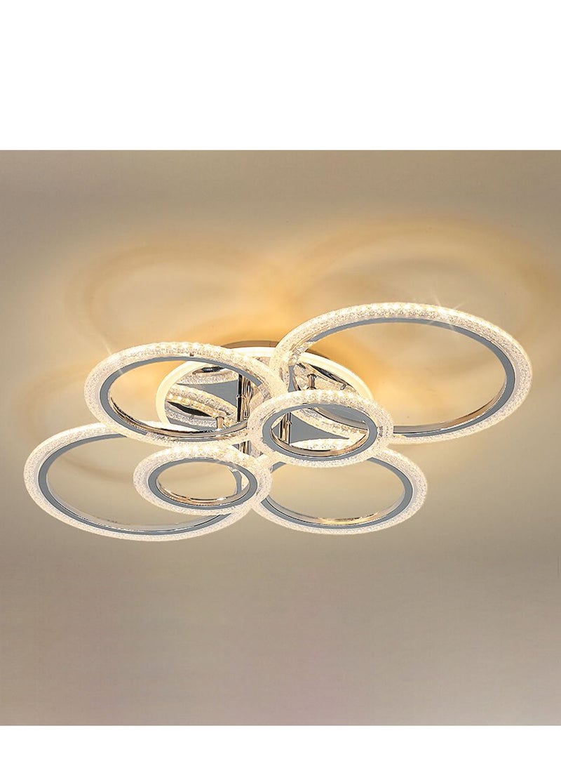 Haikomin LED Flush Mount Ceiling Light Dimmable Modern LED Ceiling Lamp Fixture with Remote Control 4+2 Rings Ceiling Lighting 76W Acrylic Chandelier for Bedroom/Kitchen/Dining Living Room - Image 1