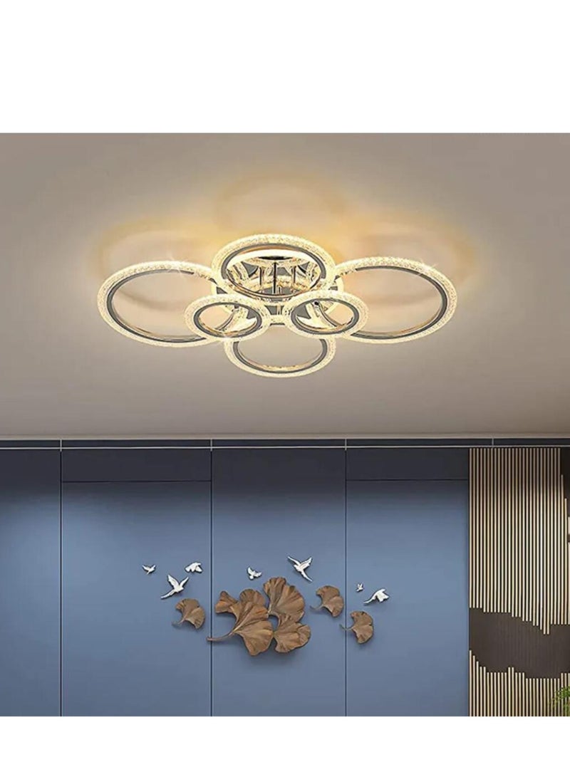 Haikomin LED Flush Mount Ceiling Light Dimmable Modern LED Ceiling Lamp Fixture with Remote Control 4+2 Rings Ceiling Lighting 76W Acrylic Chandelier for Bedroom/Kitchen/Dining Living Room - Image 2