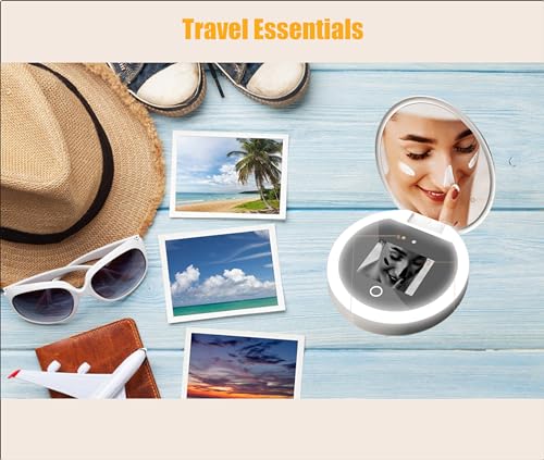 Zyyini Mirror, 3.5 Inch Travel Compact Mirror with Camera for Sunscreen Test, 2X Magnification Portable Lighted Mirror for Handbag, Gifts for Mom Girlfrined - Image 5