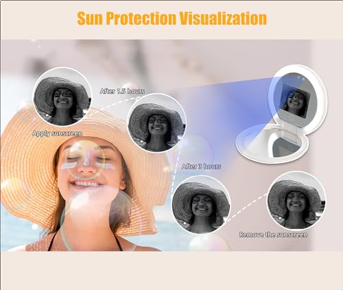 Zyyini Mirror, 3.5 Inch Travel Compact Mirror with Camera for Sunscreen Test, 2X Magnification Portable Lighted Mirror for Handbag, Gifts for Mom Girlfrined - Image 4