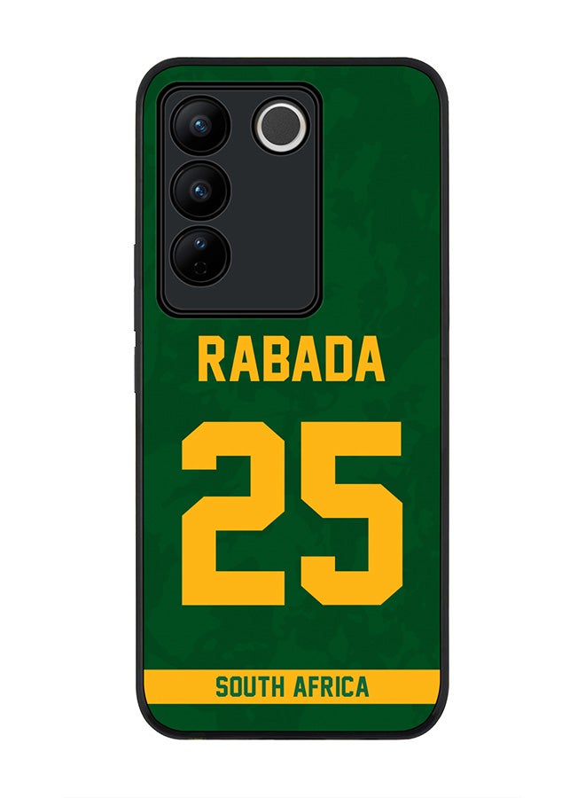 Stylizedd Rugged Black Edge case for Vivo V27 / Vivo V27 Pro / Vivo S16,Slim fit Flexible Cover - Team South Africa Kagiso Rabada, Jersey No 25 - Image 1