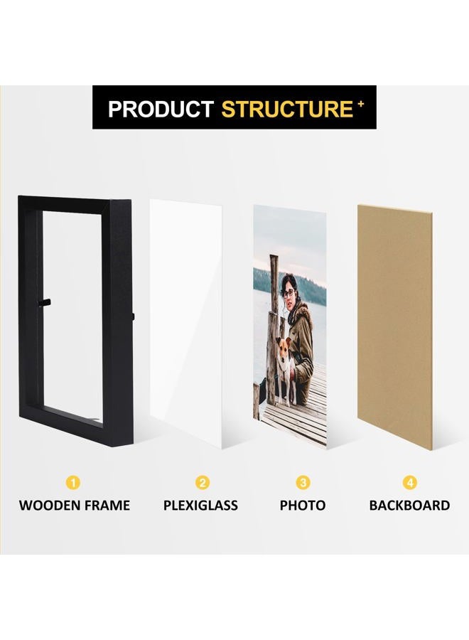 Forev 3.5x5 Double Picture Frame Wooden Hinged Photo Frame Definition Glass Stand Vertically on Desktop or Tabletop Black - Image 3