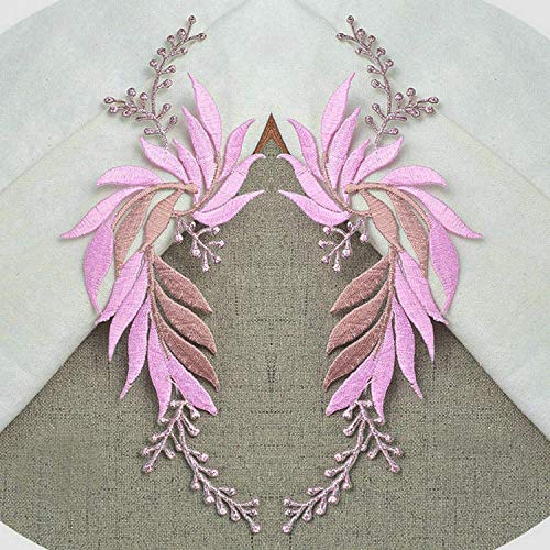1 Pairs Handmade Applique Embroidered Iron Leaf Flowers Color 10