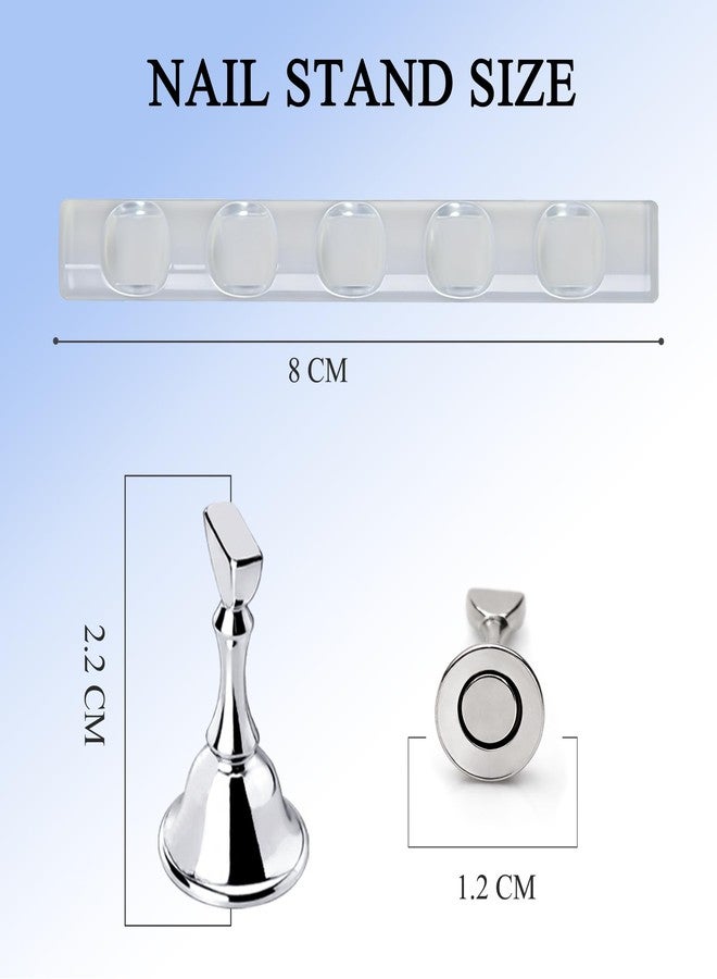 Xiron Nail Stand for Press Ons Display Practice for Acrylic Nails, Magnetic Fake Nail Tips Holder with Metal Base for Painting Tools, Designs with Reusable Double-Sided Tape for Home DIY Art Salon Supplies - Image 5