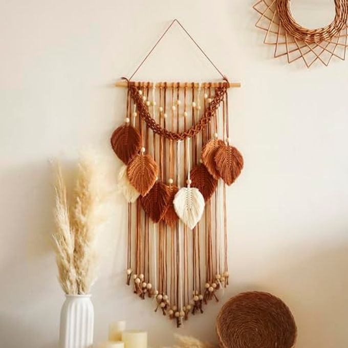 Artilady Macrame Wall HangingHandmade Leaf Wall Tapestry,Boho Decorations for Bedroom Living Room Bathroom,Earthy Room Decor Aesthetic,Wedding Birthday for Women Girls - Image 4