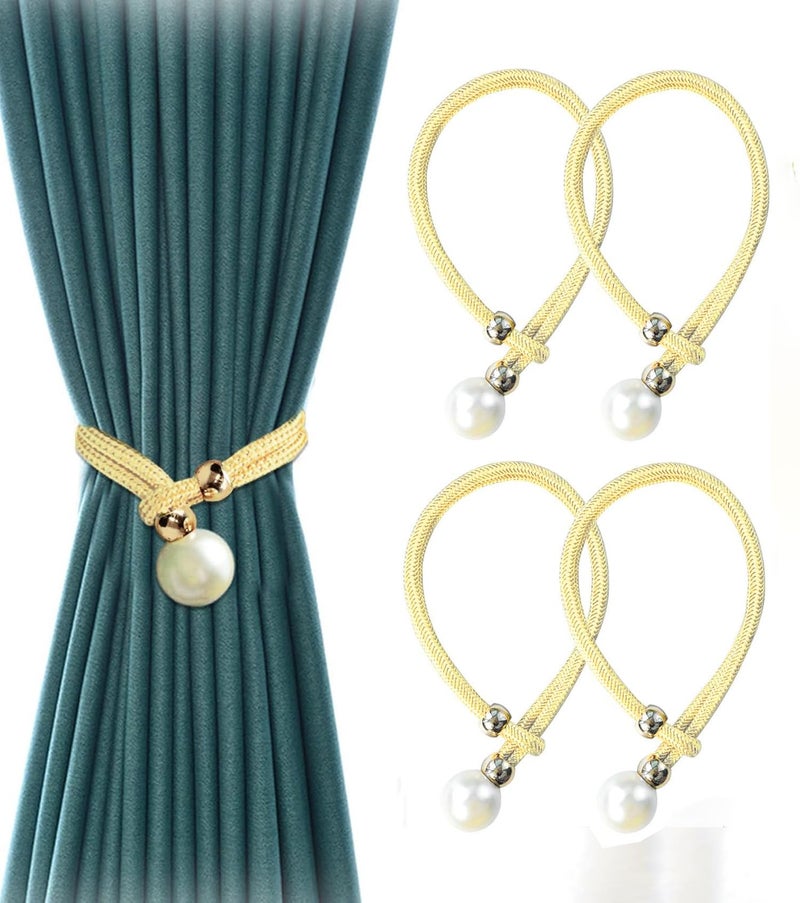 INOVERA (LABEL) 4 Pieces Curtain Holders Tieback - Adjustable Window Curtains Tie Rope - Drapery Holdbacks Band for Office Home Decorative Accessories (Cream) - Image 1