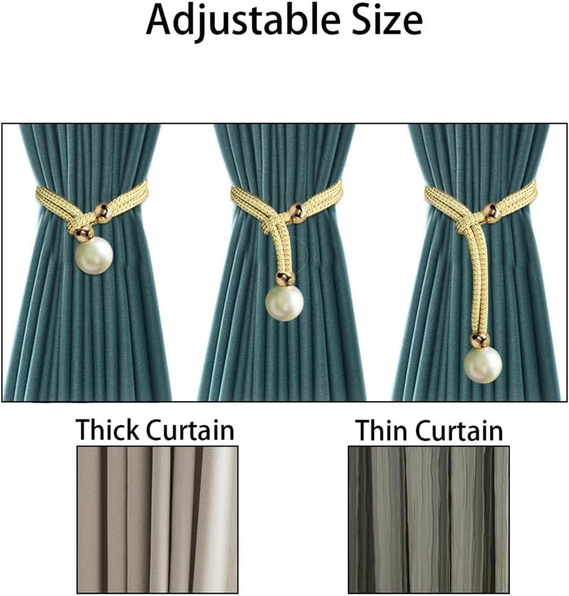 INOVERA (LABEL) 4 Pieces Curtain Holders Tieback - Adjustable Window Curtains Tie Rope - Drapery Holdbacks Band for Office Home Decorative Accessories (Cream) - Image 3