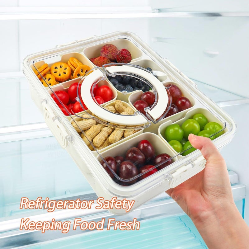 Pink 8 Compartments Snack Box With Lid And Handle For Party Picnic - Image 5