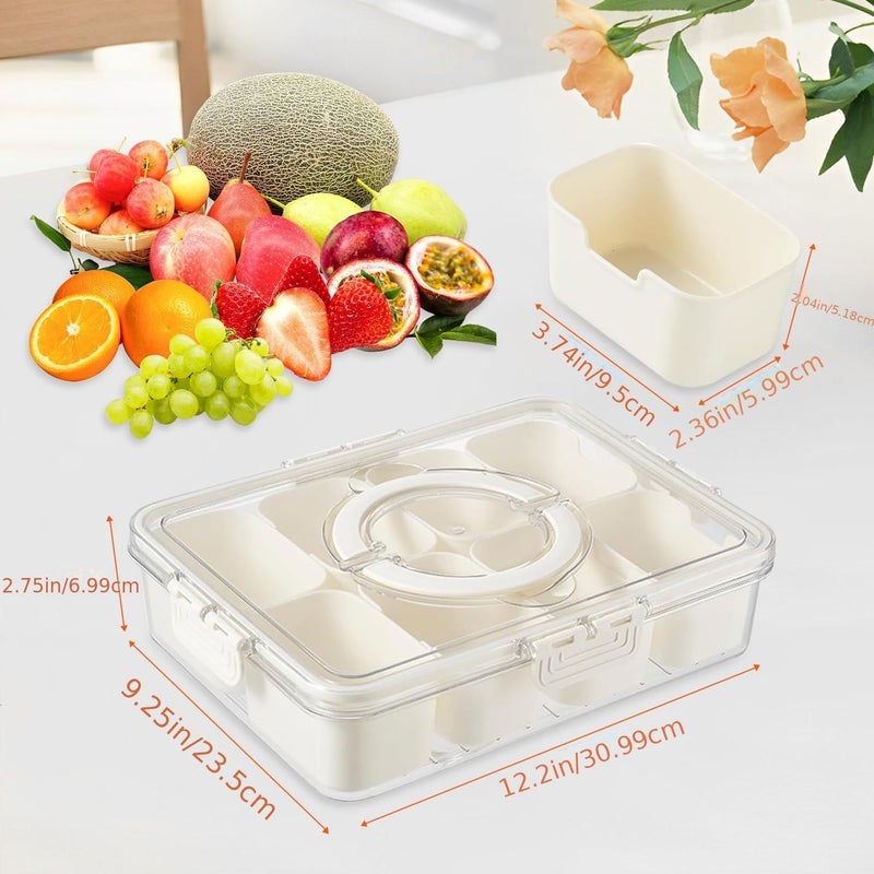Pink 8 Compartments Snack Box With Lid And Handle For Party Picnic - Image 4
