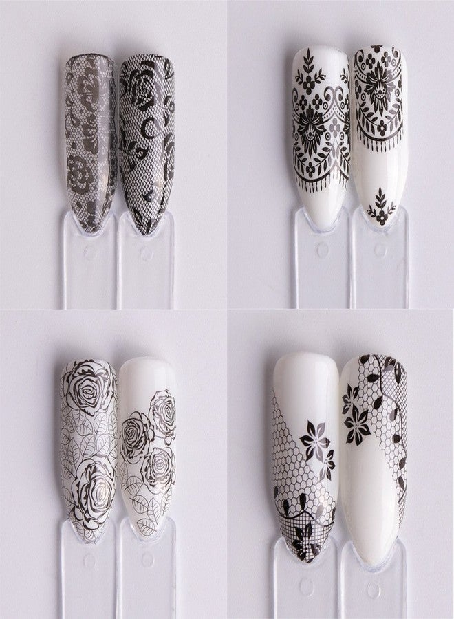 Valuu Black Lace Flower Nail Art Stickers, 40 Sheets Water Transfer Decals for DIY Manicure Tips, Nail Tips Decorations Accessories - Image 2