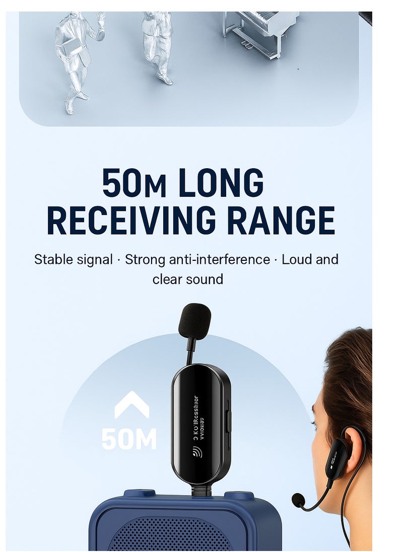 2.4G Wireless Headset Microphone – One-to-Two System with 6.35mm Plug, Dual Transmitters, DSP Noise Reduction, 50M Range, Rechargeable