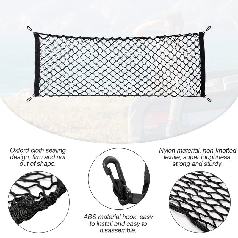 Hanemia Car Rear Cargo Net, Adjustable Elastic Storage Organizer Net, Trunk Cargo Storage Net, Universal Fit for Car, Vehicle, SUV (43.3"x 15.8") - Image 3